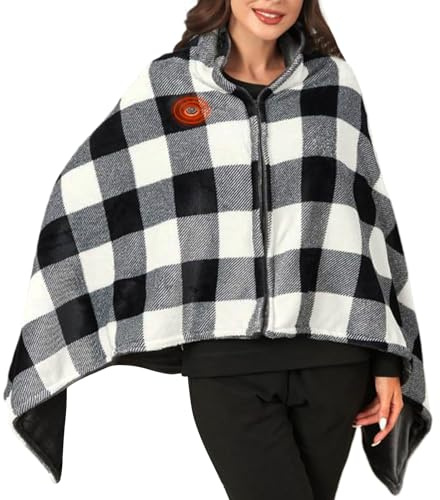 Heated Shawl Wraps for Women,Plaid Electric Cape with Pocket - 3 Levels Temp Cordless Wearable Heated Wrap Shawl - for Mom Adult Home Outdoor Camping Holiday Christmas Winter Cold Weather