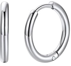 FaithHeart kreolska örhängen för kvinnor män örhängen rostfritt stål vattentät ring öronpiercing helix piercingar vikbara creoler öronsmycken Huggie örhängen innerdiameter 12 mm, i silver