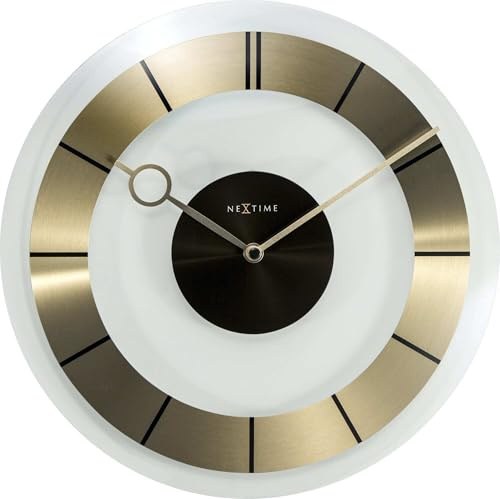 Nextime Wanduhr - Ø 31 cm - Glas - Goldfarben - 'Retro'