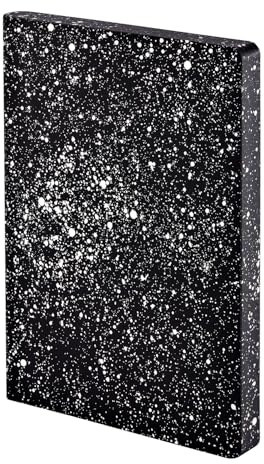 Nuuna Notizbuch A5+ | Graphic L - Milky Way | Dotted Journal | 3,5mm Punktraster | 256 nummerierte Seiten | 120g Premium-Papier | Leder schwarz | nachhaltig produziert in Deutschland | Dotted Journal | 3.5 mm Punktraster Grau | 256 nummerierte Seiten | 120 g Premium-Papier | made in Germany