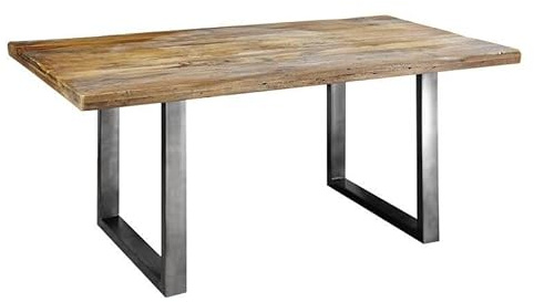 MASSIVMOEBEL24.DE Esstisch Mango Natur lackiert Railway #108 | 160x90x76 cm (BxTxH) 45 kg Industrial zerlegt vollmassiv