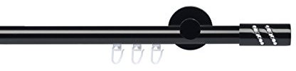 JalousieCrew Gardinenstange 20 mm Stilgarnitur Innenlaufschiene Vorhangstange Farbe schwarz - 1 - läufig - Länge 120-240 cm (160 cm)