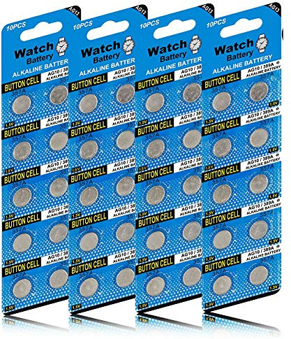 40 Pezzi Batteria Plus pila a Bottone Alcalina AG13/LR44/LR1154/357