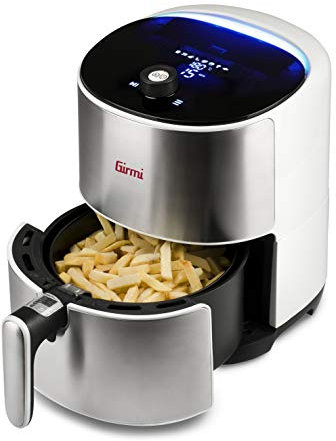 Girmi FG95 Friggitrice ad Aria EcoFrit 3,2 Litri. Contenitore e cestello antiaderenti. 8 programmi, 1500W, Bianco / Acciaio