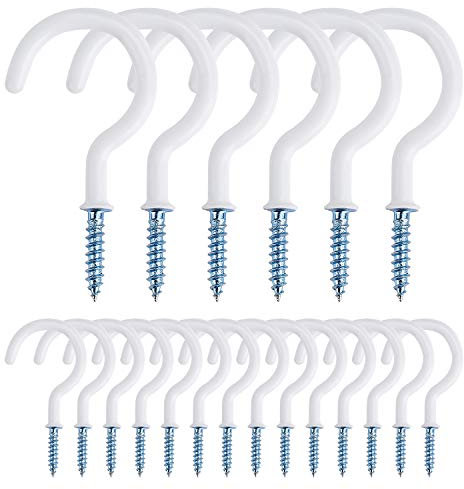 MengH-SHOP Ganci per Soffitti a Gancio per Tazza Gancio a Vite per Rivestimento in Vinile Multifunzione Ganci a Soffitto per Uso Interno ed Esterno 20 Pezzi (Bianca)