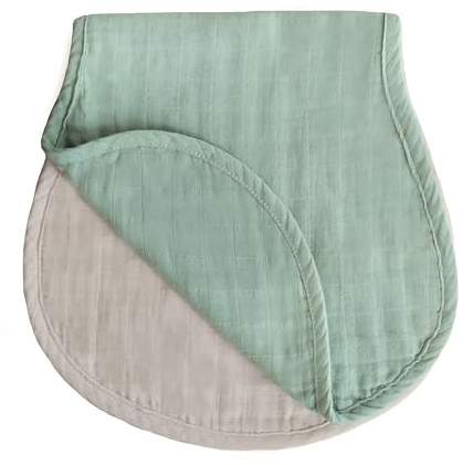 Mushie Spucktuch 2er Packung | Baby Tuch aus 100% Bio-Baumwolle | 55x25 cm | Maschinenwaschbar | Sichere & Hochwertige Baby Zubehör für Kleinkinder & Babys | Roman Green/Fog