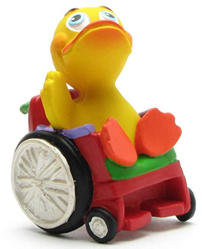 Badeente Rollstuhlfahrer I Rolli Duck I Quietscheentchen - L: 6,5 cm