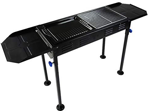 zxb-shop Holzkohlegrill Kohlegrill Tragbare Edelstahlgrill Home BBQ Kohleofen mit Antihaft-Bratpfanne BBQ Grill für Picknick-Terrasse Backyard-Grill, Schwarz Campinggrill