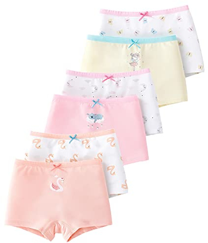 LeQeZe Girls Knickers Soft Cotton Kids Underwear Pants 6 Pack Size 6-7 years