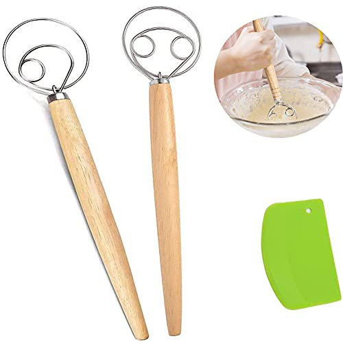 Brotteigmischer, Holländischer Schneebesen, Dänischer Teigkneter, Dänischer Schneebesen mit Mehlschaber, geeignet zum Backen in der Küchen der Küche