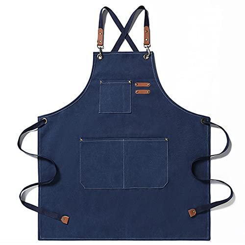 YUPPIE TONE Arbeitsschürze Werkzeugschürze Schreinerschürze für Herren MehrzweckSchürze geeignet für Garten Holzarbeiten Handwerk Tischler Küchenschürze Werkstatt Garage - Navy blau