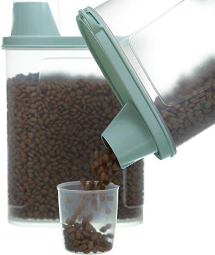 Citylife 2er-Pack Luftdichte Hundefutter Vorratsbehälter Wasserdichter Aufbewahrungsbehälter für Katzenfutter mit Messbecher Futtercontainer Aufbewahrung 2300ml
