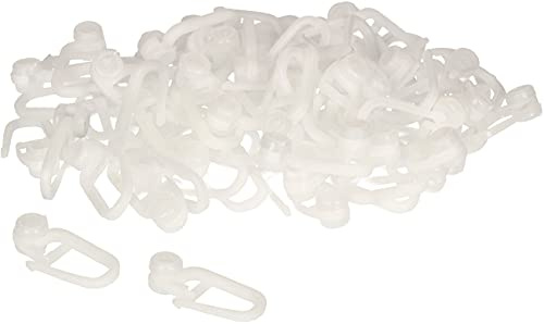 KOTARBAU® 100 x Ganchos de Cortina, Deslizador para Cortina, Ganchos Cortinas Blancos, Ganchos con Rodillos, Clips deslizantes con Ganchos, Accesorio para rieles, Pieza corredera para rieles, 100 uds