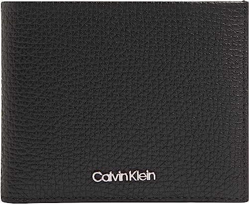 Calvin Klein Herren, Leder, Minimalism Bifold 5cc W/Coin Reisezubehör-Bi-Fold-Brieftasche, Ck Schwarz, Einheitsgröße