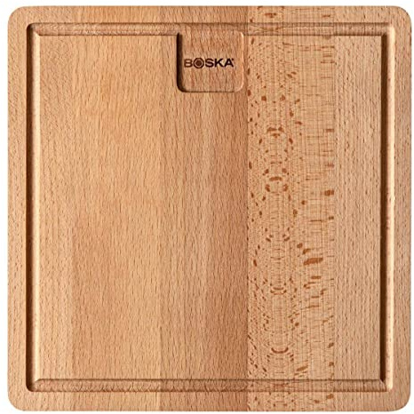 Boska Dining Board Amigo S/Servierbrett/Europäisches Buchenholz/Dinnerbrett mit Auffangrinne / 23x23 cm