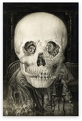 Salvador Dali Wandkunst Totenkopf – Pierrot's Love Poster – Kunstdrucke – Surrealismus Leinwand Wandkunst Cooles Poster für Wohnzimmer Schlafzimmer Dekor ungerahmt (30 x 45 cm)