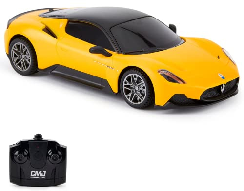 CMJ RC CARS 1:24 Maßstab Offiziell Lizenzierte RC Maserati MC20, Gelbes Sport Rennspielzeugauto Modellfahrzeug für Jungen Mädchen und Erwachsene Geschenk