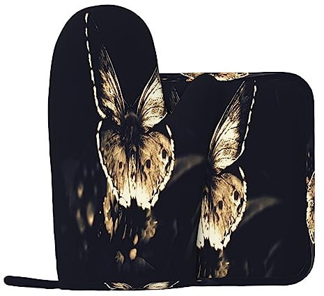 ali farfalla Guanti Da Forno E Pentola Supporti Resistente Al Calore 2 pz Set BBQ Guanti E Pastiglie Per Cottura Cottura Grigliare