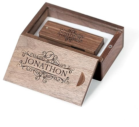Chiavetta USB 3.0 con incisione personalizzato-Personalizzabile con il tuo testo-USB Flash Drive con scatola di legno (Style 05)