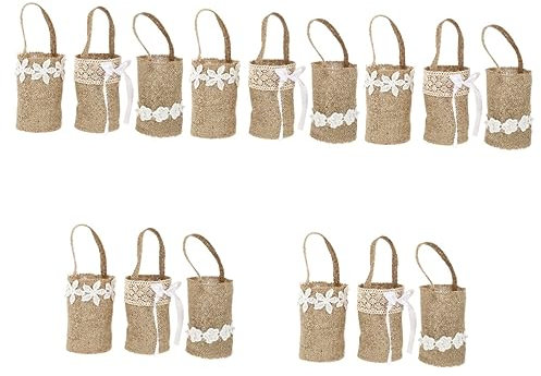 jojofuny 5sets Lagerung Korb Handheld in Sackleinen Stoff Für Hochzeit Decor 3 Stücke * 5
