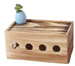 GRFIT Cable Management Box Junction box solid wood retro simple plug-in wire storage box socket plug-in board box power cord box Cable Tidy Box (Size : 30cm)