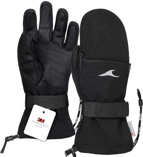 Achiou Ski Gloves & Waterproof Mittens, Winter Cold Weather Gloves for Men & Women, Touchscreen Snow Mittens