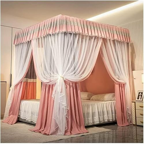 Betthimmel-Moskitonetz, dekorativer Bettvorhang für Mädchen-Prinzessin-Schlafzimmer mit Metallstütze (Farbe: Pink-2, Größe: 150 x 200 cm/59 x 79 Zoll) (Farbe: Rosa-3, Größe: 180 x 200 cm/71