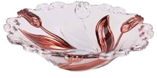 LUTFI Fruit Bowl Tulip Crystal Glass Fruit Bowl for Kitchen Counter Tabletop with Dessert Plate Cake Plate Glass Candy Snack Kitchen(Red)