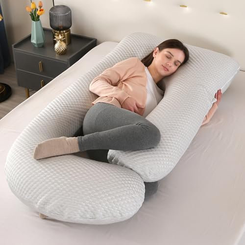 GKXLH Weiches Schwangerschaftskissen – Schwangerschaftskissen zum Schlafen Unterstützung für Rücken, Bauch, Hüften, Beine, J-förmiges Ganzkörper-Mutterschaftskissen für Schwangere mit abnehmbarem
