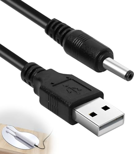 Pennle Universal USB to 5V DC Cable Replacement Charging Power Cord | 3.5 x 1.35mm dc jack 5v USB to dc barrel jack for fairywill electric toothbrush hub splitter router LED lights, black 1m