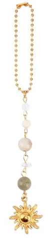 Crystal Sun Car Mirror Charm - Boho Ornaments and Accessories with Dangling Stones for Men and Women