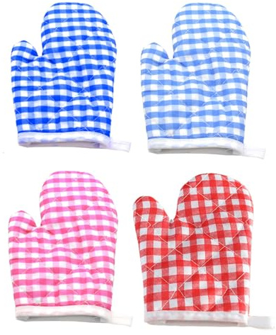 4 PCS Kids Oven Mitts Kitchen Microwave Oven Gloves Kitchen Baking Mitts for Kids Toddlers Food Prep GlovesBarbecue Accessories