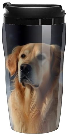 Stanley-Kaffeetasse mit Deckel, 340 ml, Kunststoffbecher, versiegelter Trinkdeckel, Wasserbecher, Teetasse, Golden Retriever, bedruckte Tassen, passt in Auto-Becherhalter