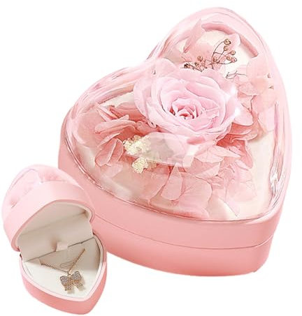 Geschenkschachtel mit konservierten Rosen, herzförmige Geschenkbox mit konservierten Blumen, attraktive herzförmige Dekoration für romantische Momente, romantisches Geschenk für Jahrestag, Mutter,