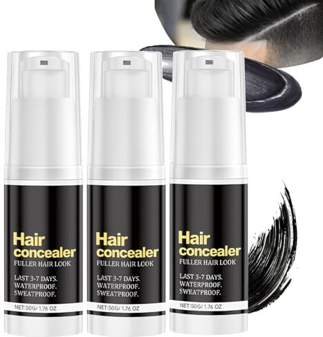 Hairfillup Hair Concealer Schwarz, Hair Fill Up Haar Concealer Männer, Wasserfest Haare Auffüllen Temporärer Grau Concealer Spray, Schweißfester Ansatz-Abdeckung(3PACK)