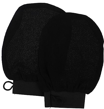 LIFKOME Guantes Exfoliantes para Baño en Viscosa Negra Efecto Masaje y Diseño Cómodo, Ideales para Eliminar Piel Muerta y Cuidado Corporal en Ducha