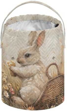 Vintage Kaninchen, Blumen, Osterkörbe, Garntasche, Stricktasche, Basteltasche, Garn-Organizer, kleine Häkeltasche für Häkelanfänger, Strickzubehör und Zubehör