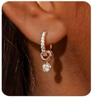 MUMREUES Gold Dangly Earrings for Women Sleeper Hoop Earrings Jewelry | Hypoallergenic Drop Earrings for Sensitive Ears,Waterproof Cubic Zirconia Huggie Earrings Trendy,14k Gold Plated Jewellery