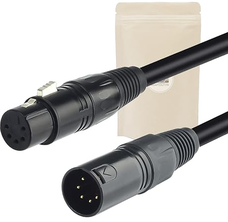 Adaptout XLR-Kabel DMX 512, 5-polig, geschirmt, weiblich auf männlich, professionelle Qualität, 50 cm