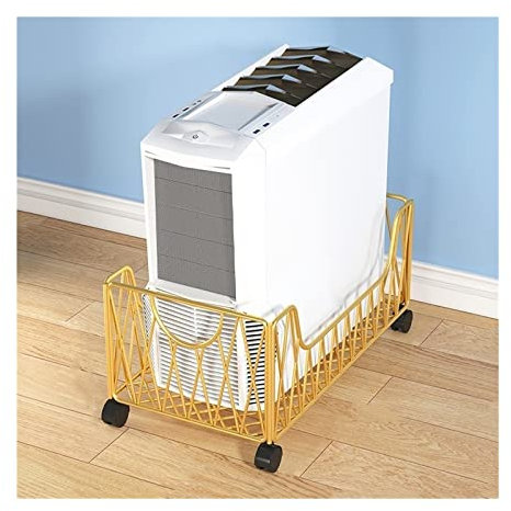 Soporte móvil para CPU – Carrito de torre de PC de metal con 4 ruedas giratorias debajo del escritorio soporte de CPU para oficina en casa – Soporte de CPU con acabado dorado para una fácil movilidad