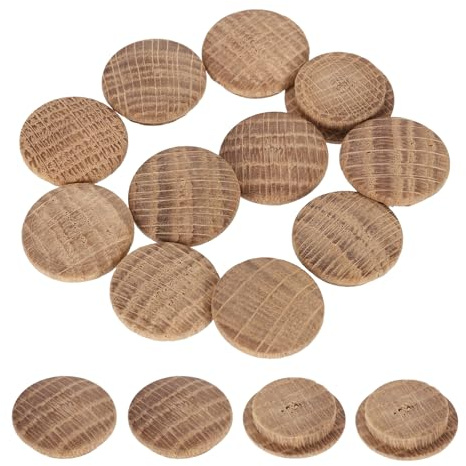 sourcing map 20 Stück Holzknopfstopfen, 20 mm, Hartholzschraubenlochstopfen Pilzholzkappen, Eichenholzstopfen für Möbel, Holzbearbeitung, Handwerk, Dekor (25 mm x 20 mm)