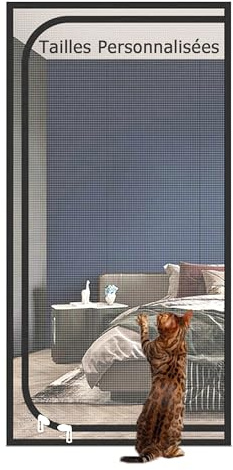 Porte Moustiquaire pour Chat Moustiquaire Porte Fenêtre | Rideaux Anti Mouches pour Porte Personnalisable, Anti Insectes, pour Les Chambres à Coucher Les Balcons
