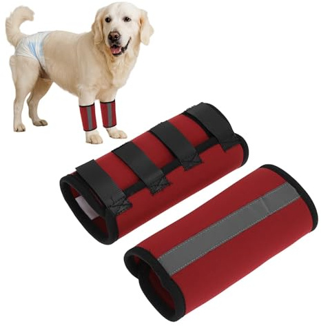 CAPASTEC Hund Vorderbein Gelenkstütze Rot 1 Paar SBR | Mit Reflektierendem Streifen, Kompressionsfunktion, 22 Cm X 16.5 Cm (8.7 Zoll X 6.5 Zoll)