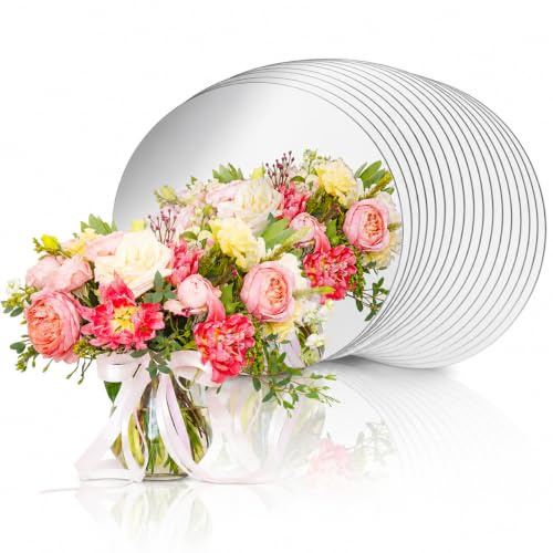 Piastrelle rotonde in acrilico a specchio per centrotavola da 20,3 cm, vassoio piatto a specchio rotondo per candele, centrotavola per matrimoni, anniversari, feste di Natale, decorazioni