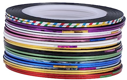 Pegatinas para Uñas DIY de Metal, 30 Rollos, Línea Brillante para Diseño