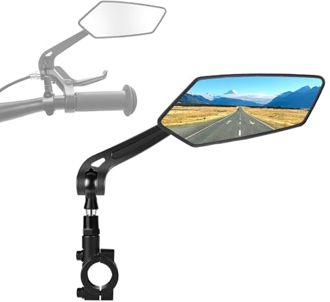 Ruimooto Specchio per bicicletta destro – pieghevole e girevole a 360° per sicurezza | Specchio universale per manubrio con visione senza distorsioni per bicicletta, e-bike, bici da trekking