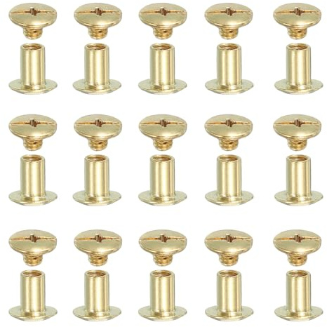 YELARXI Chicago Screws, Leather Rivets, Screw Rivets Phillips Binding Post - Fitting for (Leather Crafts - Belt - Bag - Bookbinding) M5 x 8 mm & 80 Pack & Gold