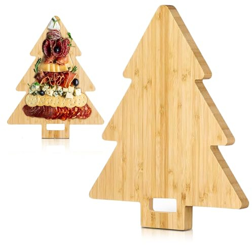CABBEL skärbräda bambu granform 21x26,5 cm – julbräda, köksbräda och serveringsbräda, naturlig, hållbar, perfekt som present och juldekoration