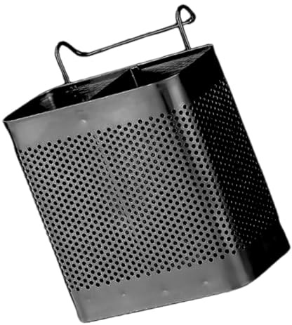 TOGEVAL Porta Bacchette in Acciaio Inossidabile Nero Opaco Porta Posate da Cucina Scolapiatti Doppio Scomparto Organizer da Parete per Bacchette e Utensili con Scolatura Supporto Pratico
