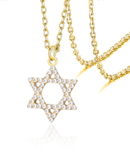 VASSAGO Halsband med davidsstjärnan, talisman, rostfritt stål, hänge, judisk sexkant, israelitiskt smycke för män, Adjustable, Rostfritt stål, Ingen ädelsten
